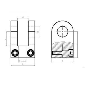 Gabel mit Klemmgewinde